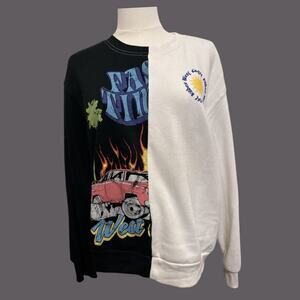 Forever 21 West Coast Vibes Split Graphic Print Streetwear Sweatshirt Top Size M